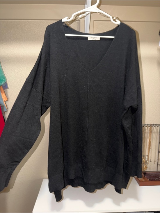 Zenana Outfitters Sweaters - Zenana Black V-Neck Oversized Sweater